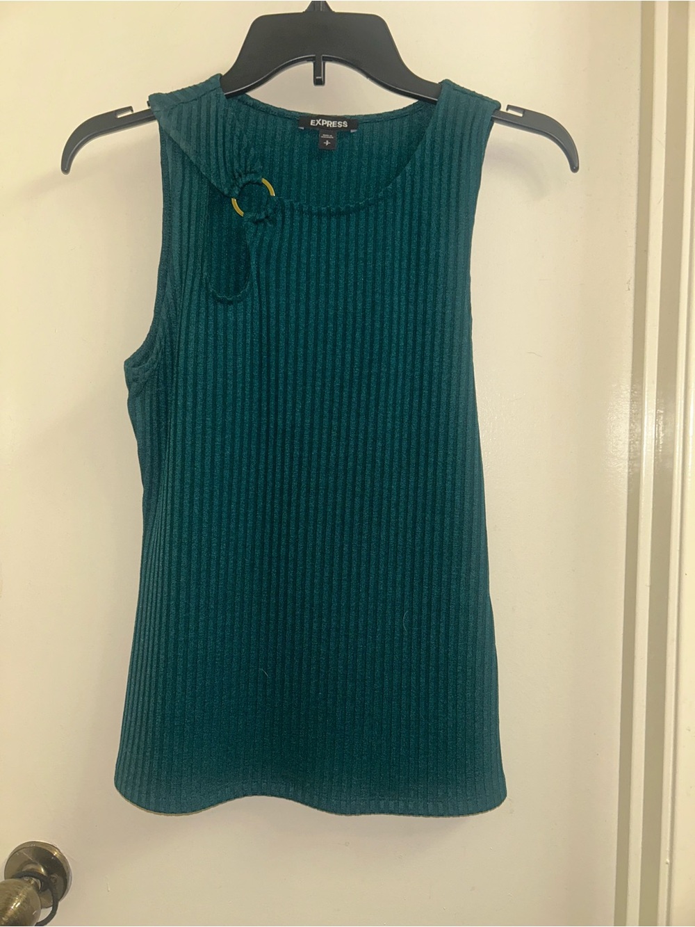 Express Women's  Hunter Green Ribbed Sleeveless Top